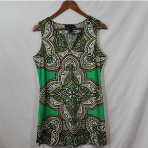 INC International Concepts Green Paisley Sleeveless Tunic w/Embellishments Small